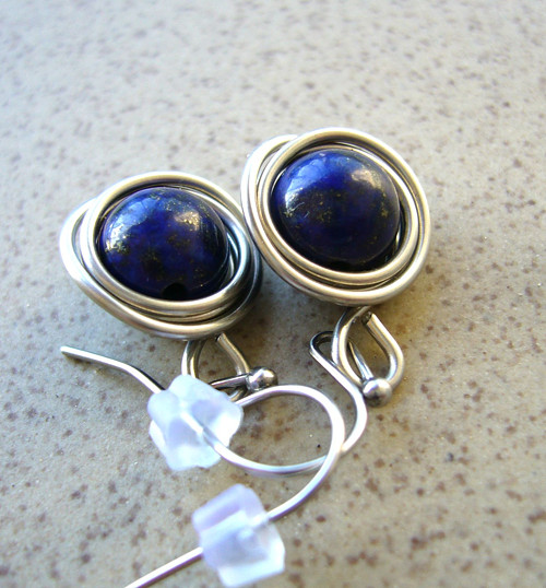NÁUŠNICE s Lapis lazuli/chir.ocel — foto 3