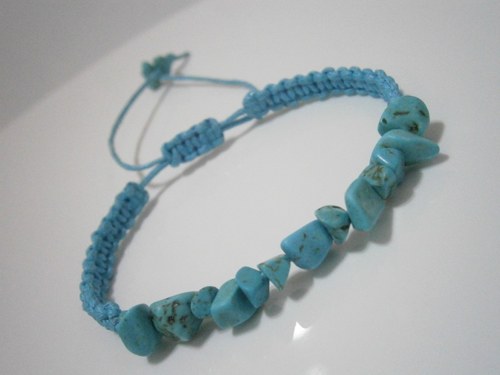 Tyrkysový náramek s Tyreknitem (macramé) — foto 4