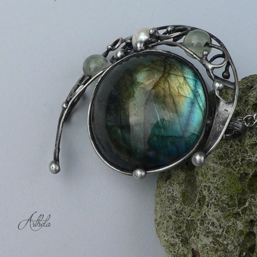Mysterious Moon - labradorit, perla, prehnit — foto 2
