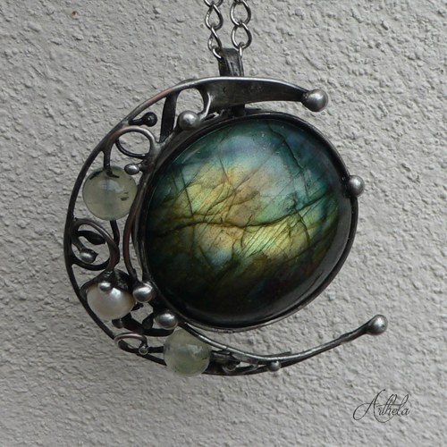 Mysterious Moon - labradorit, perla, prehnit — foto 5