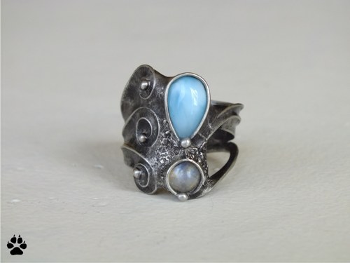 Blue exclamation - larimar, měsíční kámen — foto 2