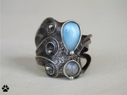 Blue exclamation - larimar, měsíční kámen — foto 4