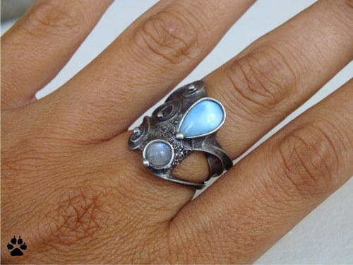 Blue exclamation - larimar, měsíční kámen — foto 5