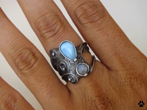 Blue exclamation - larimar, měsíční kámen — foto 6