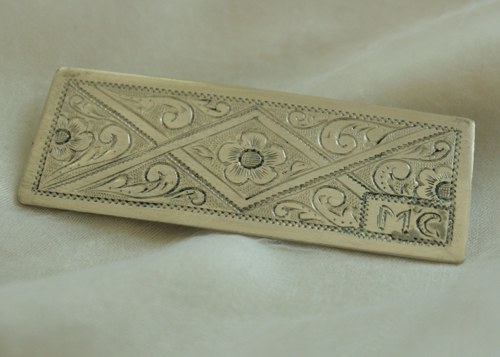 Podlouhlá Ag brož - monogram MC — foto 3
