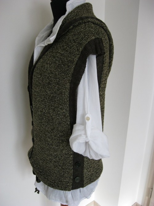 Vesta s kapucí - khaki melír — foto 4
