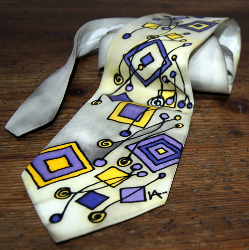 Malovaná kravata geometrická — foto 3