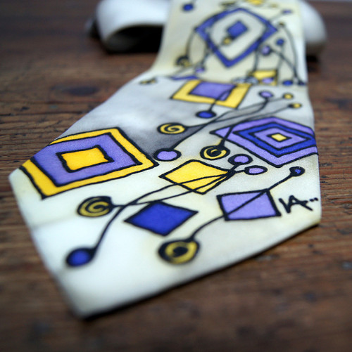 Malovaná kravata geometrická — foto 4