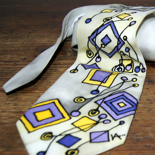Malovaná kravata geometrická — foto 5