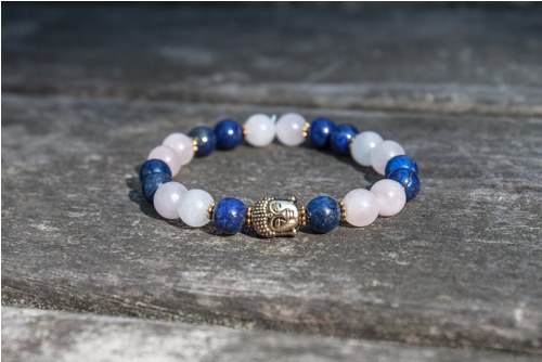 Buddha náramek - růženín a lapis lazuli — foto 3