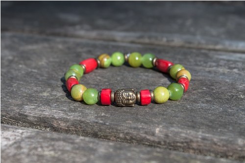 Buddha náramek - nefrit a korál — foto 4