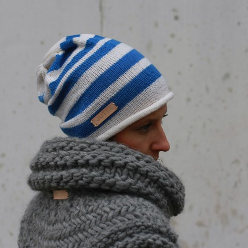 Hutschka modro-bílá 100% MERINO — foto 2