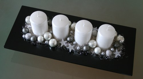 Adventní dekorace v bílošedé — foto 3
