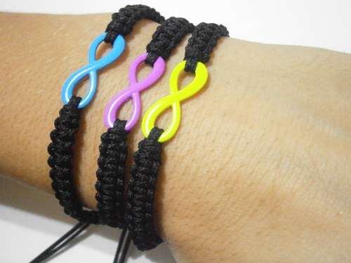 Infinity náramky "neonové" - macramé (unisex) — foto 5