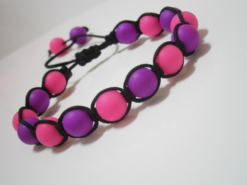 Neonový náramek (macramé/shamballa) — foto 2