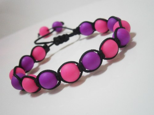 Neonový náramek (macramé/shamballa) — foto 4