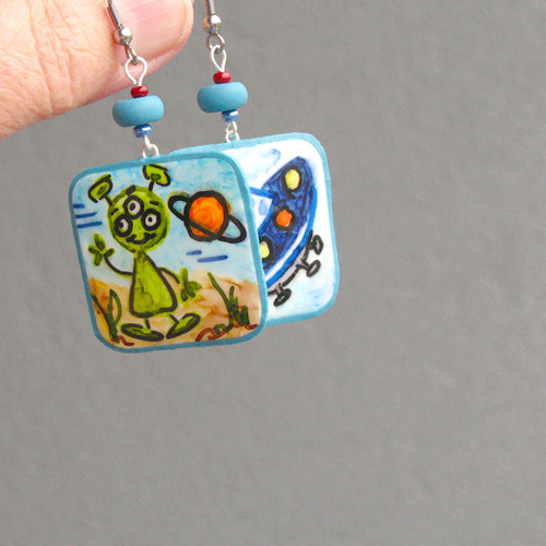 Fantasy Beda a Ufo - náušnice — foto 2