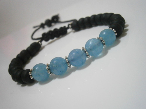 Náramek s minerály "Jadeit" - macramé — foto 2