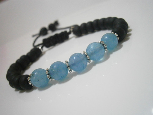Náramek s minerály "Jadeit" - macramé — foto 3