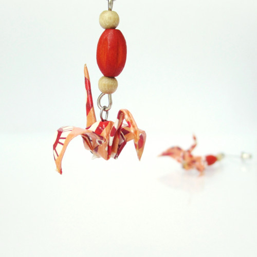 Náušnice "Oranžová ornamentální" (jeřáb) — foto 2