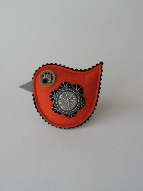 Brož ptáček- "COLOUR"; oranžová (peach) — foto 2