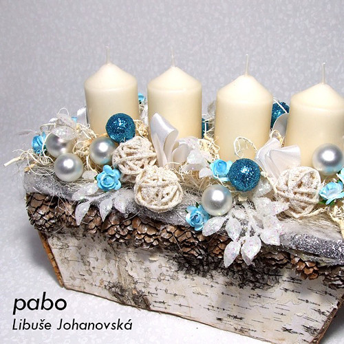 Adventní svícen bílo-tyrkysový — foto 2