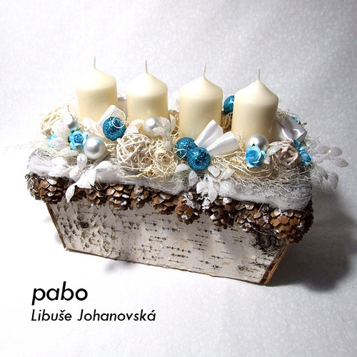 Adventní svícen bílo-tyrkysový — foto 5
