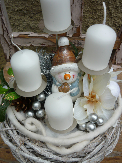 Adventní svícen se sněhulákem — foto 2