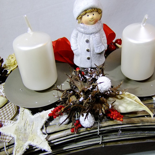 Adventní oblouk - Šedá s červenými akcenty — foto 2