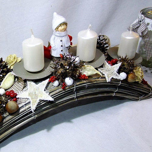 Adventní oblouk - Šedá s červenými akcenty — foto 3