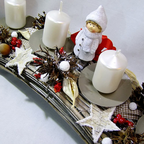 Adventní oblouk - Šedá s červenými akcenty — foto 4