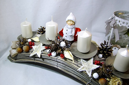 Adventní oblouk - Šedá s červenými akcenty — foto 6