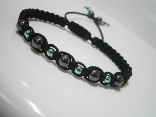 Náramek s Hematitem (macramé/shamballa) - Unisex — foto 4