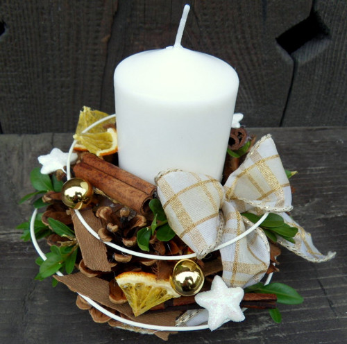 Adventní svícen bílo-zlatý — foto 2