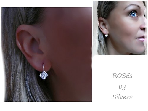 Stříbrné 925 Naušnice...ROSEs — foto 4