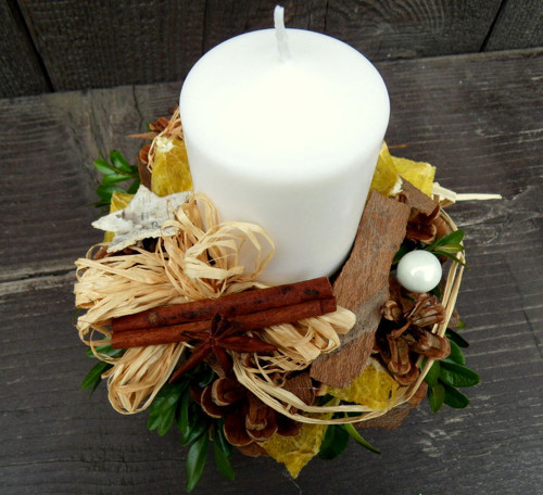 Adventní svícen bílý přírodní — foto 2