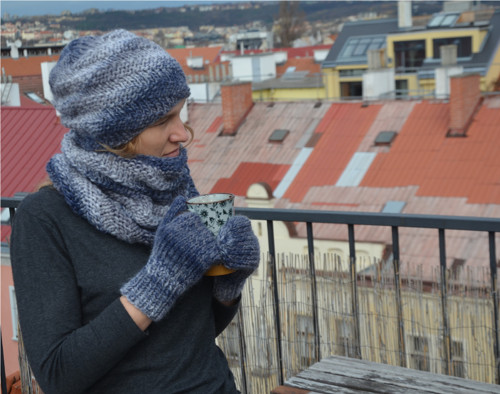 Hřejivá souprava modrošedá melírovaná — foto 3