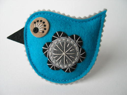 Brož ptáček- "COLOUR"; tyrkysová (turquoise) — foto 3