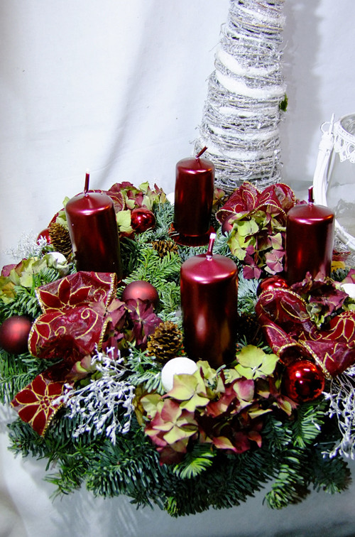 Adventní věnec - Bordó hortenzie — foto 2