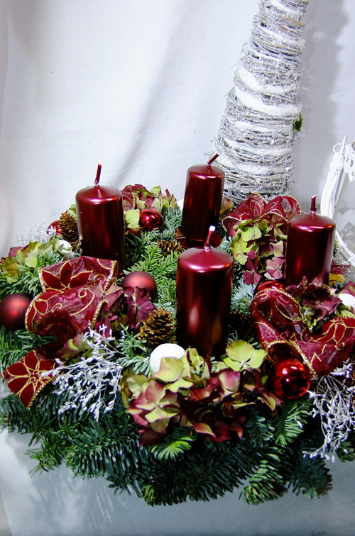 Adventní věnec - Bordó hortenzie — foto 4