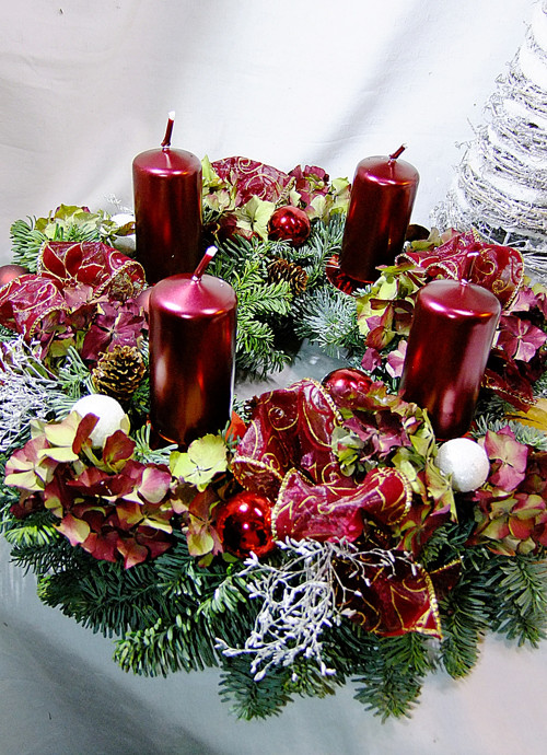 Adventní věnec - Bordó hortenzie — foto 5