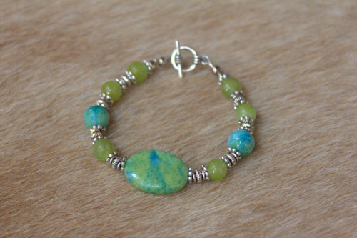 Zelený Nefrit a Chrysocolla Modrá/ TYRKYS-náušnice — foto 6