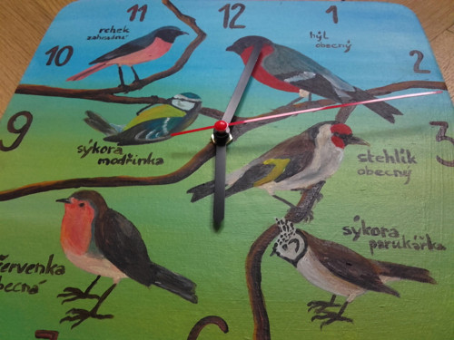 Hodiny PTAČÍ ručně malované, nástěnné — foto 2