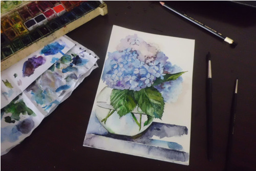 Hydrangea. Akvarel na A5 — foto 2