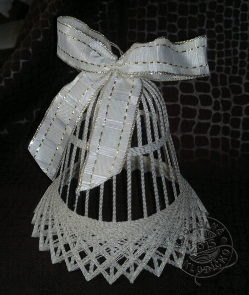 Zvonek BÍLOZLATÝ 13 cm — foto 2