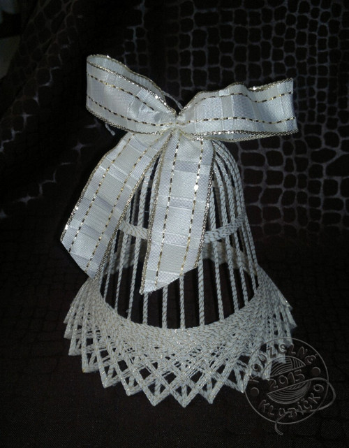 Zvonek BÍLOZLATÝ 13 cm — foto 3