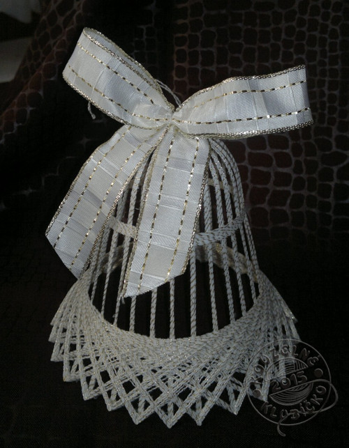 Zvonek BÍLOZLATÝ 13 cm — foto 5