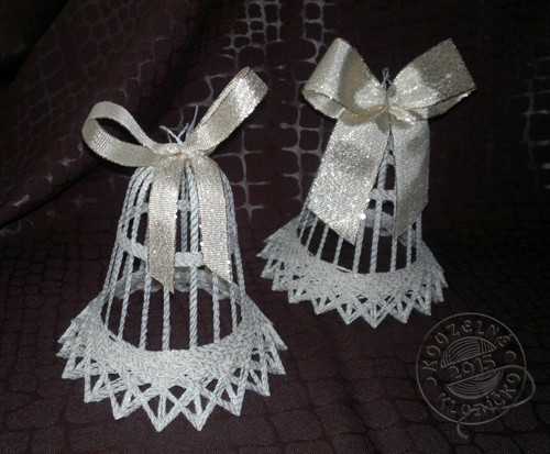 Zvonek BÍLOZLATÝ 9 cm — foto 2