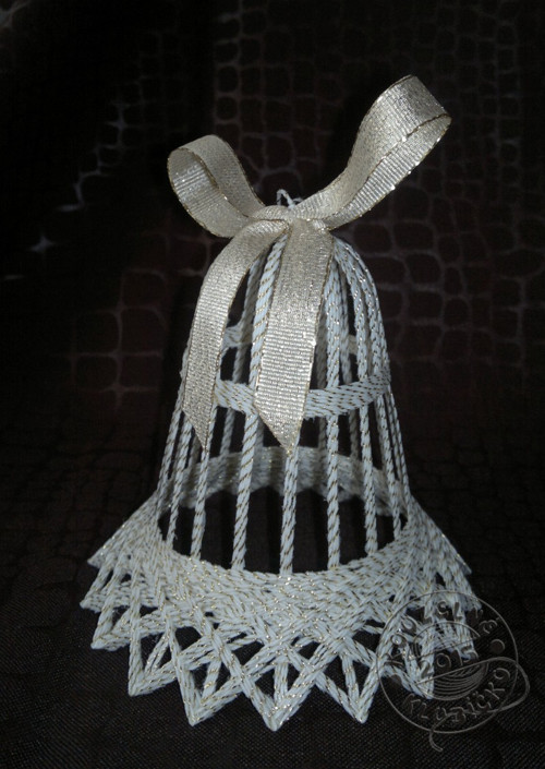 Zvonek BÍLOZLATÝ 9 cm — foto 3