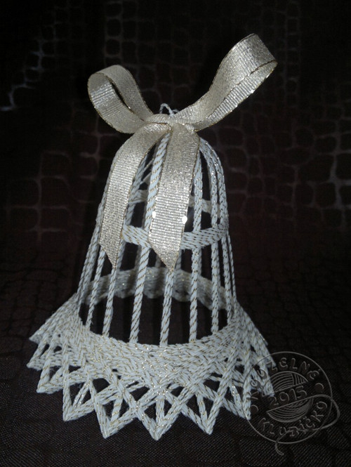 Zvonek BÍLOZLATÝ 9 cm — foto 5